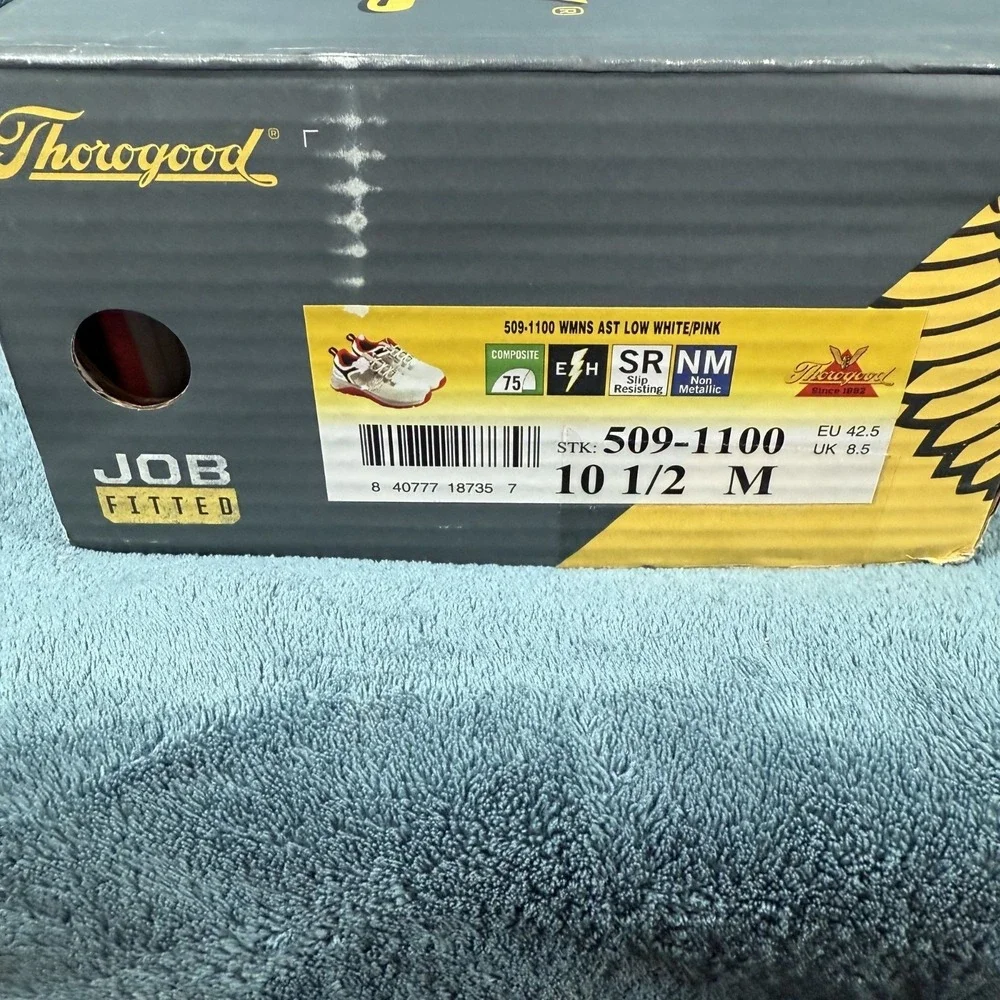 Thorogood Women's Safety Toe Work Shoes Slip Resistant White/Pink Size 10.5‎